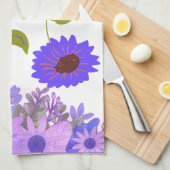 lila Sonnenblumen Geschirrtuch (Viertel Falte)