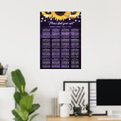 Lila Sonnenblumen-Hochzeitssitzplan 16 Poster (Heimbüro)