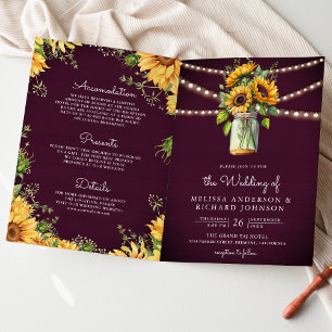 Lila Sonnenblumen-Mason-Glas-QR-Code-Hochzeit Einladung