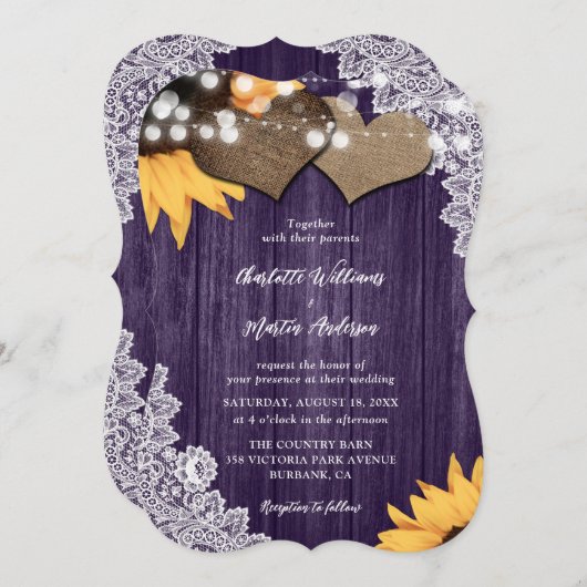 Lila Sonnenblumenblume Einladung (Vorne/Hinten)