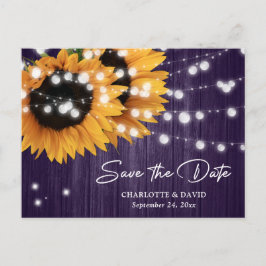 Lila Sonnenblumenhochzeit Das Datum der Postkarte
