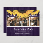 Lila Sonnenblumenhochzeitungs-Foto Save the Date (Vorne/Hinten)