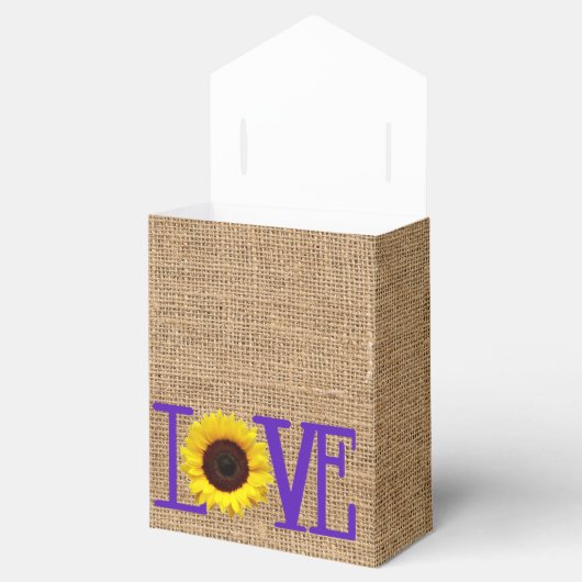Lila Sonnenblumenland Burlap-Brautparty Geschenkschachtel (Geöffnet)