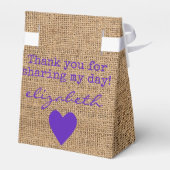 Lila Sonnenblumenland Burlap-Brautparty Geschenkschachtel (Rückseite)