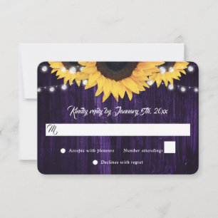 Lila Sonnenblumenzwiebelblume RSVP Karte