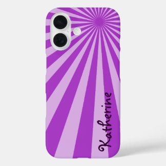 Lila Sonnenbrand "Ihren Namen hinzufügen" iPhone 16 Hülle