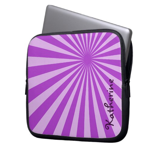 Lila Sonnenbrand "Ihren Namen hinzufügen" Laptopschutzhülle (Vorderseite Links)