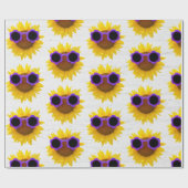Lila Sonnenbrille auf Sonnenblumen Geschenkpapier (Flach)