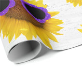Lila Sonnenbrille auf Sonnenblumen Geschenkpapier (Rolleneckpunkt)