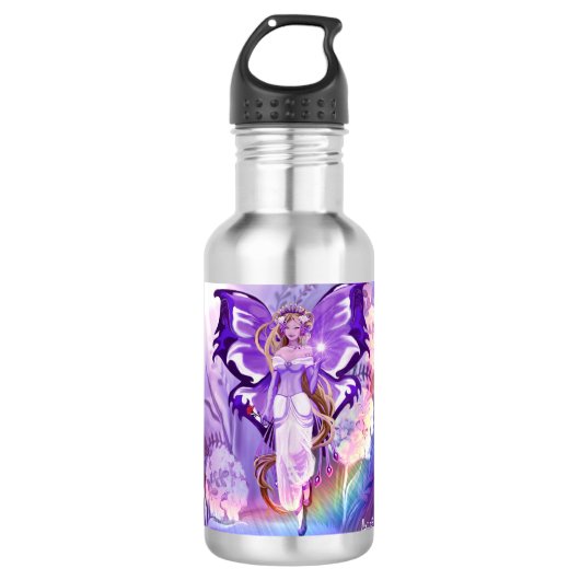 Lila Sonnenmärchen Edelstahlflasche (Vorderseite)