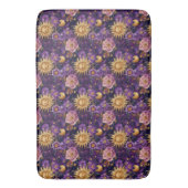 Lila Sonnenmond und Sterne Badematte (Vorderseite Vertikal)