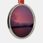 Lila Sonnenuntergang am Arrowhad-See Silbernes Ornament (Rechts)