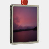 Lila Sonnenuntergang am Arrowhad-See Silbernes Ornament (Rechts)