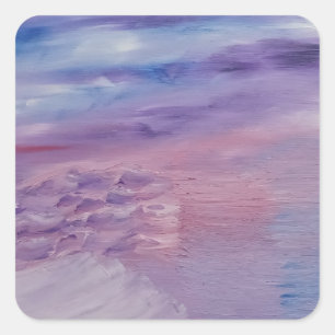 Lila Sonnenuntergang Blau Rosa Farbige Abstrakte K Quadratischer Aufkleber