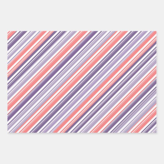 Lila Sonnenuntergang Candy Cane Stripe Geschenkpapier Set (Vorderseite)