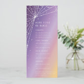 Lila Sonnenuntergang Diamond Spider Web Flat 4 Cou Menükarte (Stehend Vorderseite)