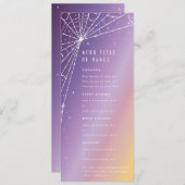 Lila Sonnenuntergang Diamond Spider Web Flat 4 Cou Menükarte (Vorne/Hinten)