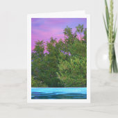 Lila Sonnenuntergang durch Bäume Karte (Vorderseite)