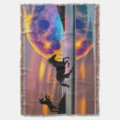 Lila Sonnenuntergang, Einhörner, Vollmond am Stran Decke (Vorderseite Vertikal)