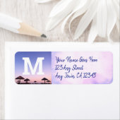 Lila Sonnenuntergang Foto moderne Monogramm-Adress (Insitu)