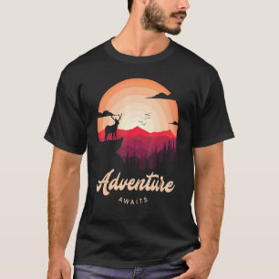 Lila Sonnenuntergang Hirschwald Erlebnis warten T-Shirt