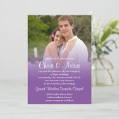 Lila Sonnenuntergang-Hochzeits-Einladung Einladung (Stehend Vorderseite)