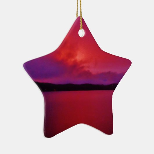 Lila Sonnenuntergang in heiß rosa auf dem Arrowhad Keramik Ornament (Rechts)