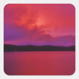 Lila Sonnenuntergang in heiß rosa auf dem Arrowhad Quadratischer Aufkleber