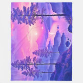Lila Sonnenuntergang Landschaft Kunst Fleecedecke (Vorderseite)