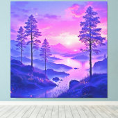 Lila Sonnenuntergang Landschaft Kunst Leinwanddruck (Insitu (Holzboden))