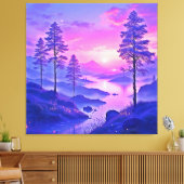 Lila Sonnenuntergang Landschaft Kunst Leinwanddruck (Insitu (Wohnzimmer))