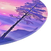 Lila Sonnenuntergang Landschaft Kunst Schneidebrett (Ecke)
