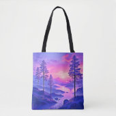 Lila Sonnenuntergang Landschaft Kunst Tasche (Vorderseite)