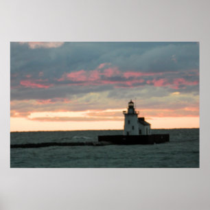 Lila Sonnenuntergang & Leuchtturm (Cleveland, OH)  Poster