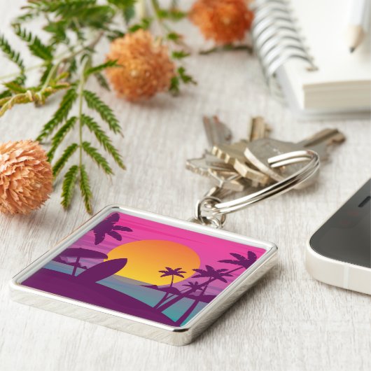 Lila Sonnenuntergang Schlüsselanhänger (Seite)