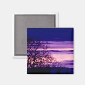Lila Sonnenuntergang Silhouette Kühlschrankmagnet (Vorderseite/Rückseite)