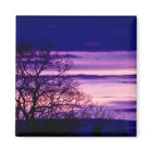 Lila Sonnenuntergang Silhouette Kühlschrankmagnet