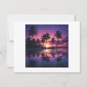 Lila Sonnenuntergang Strand Palmen Save The Date