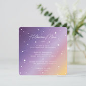 Lila Sonnenuntergang und Sternenplatz/RundHallowee Menükarte (Stehend Vorderseite)