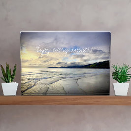 Lila Sonnenuntergänge am Strand genießen jeden Mom Fotoblock