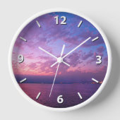 Lila Sonnenuntergangswolken im Ozean Foto Uhr (Vorderseite)