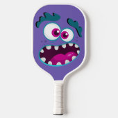 Lila sonniges Monster-Charakter glücklich Beängsti Pickleball Schläger (Rückseite)