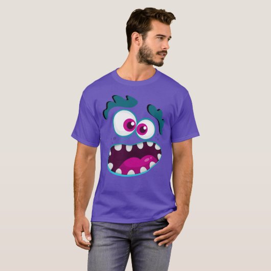 Lila sonniges Monster-Charakter glücklich Beängsti T-Shirt (Vorne ganz)