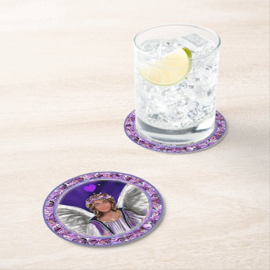 Lila Soul Runder Pappuntersetzer (Vor Ort)