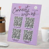 Lila soziale Netzwerke QR Code Modernes Zeichen Sockelschild (In Situ)