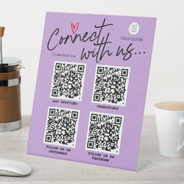 Lila soziale Netzwerke QR Code Modernes Zeichen Sockelschild