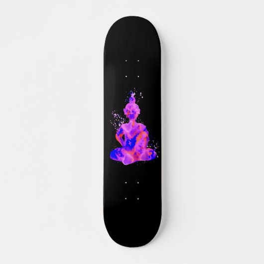 Lila Space Budda Silhouette Skateboard (Vorne)