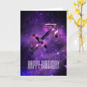 Lila Space Sagittarier Geburtstagskarte Karte (Gelbe Blume)
