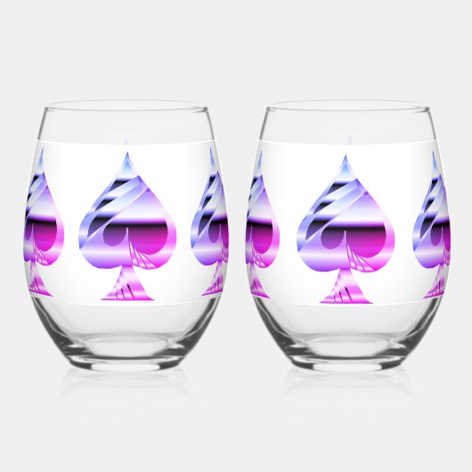 Lila Spades Set Weinglas Ohne Stiel (Rückseite)