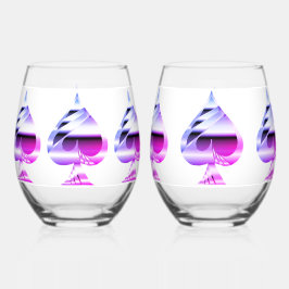Lila Spades Set Weinglas Ohne Stiel